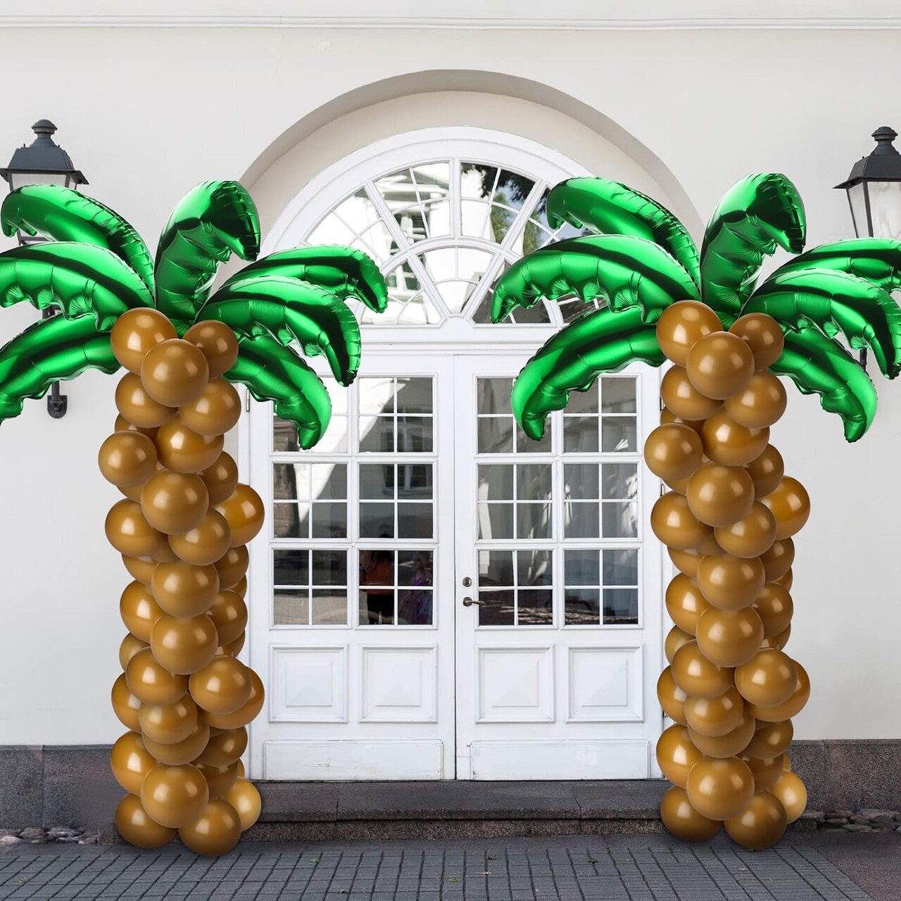 100 Pcs Palm Tree Leaves Balloons Coconut Balloons Set 10 Pcs Foil Green Coconut Tree Leaves 90 Pcs Brown Latex for Hawaii Luau Tropical Party Birthday Baby Shower
